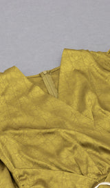 LONG SLEEVES RUCHED MIDI DRESS IN YELLOW Dresses styleofcb 
