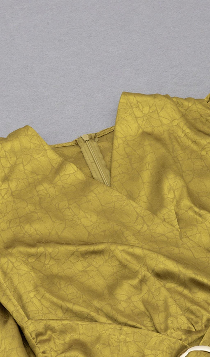 LONG SLEEVES RUCHED MIDI DRESS IN YELLOW Dresses styleofcb 
