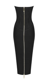 TUBE TOP TIGHT ZIPPER DRESS IN BLACK DREESES styleofcb 