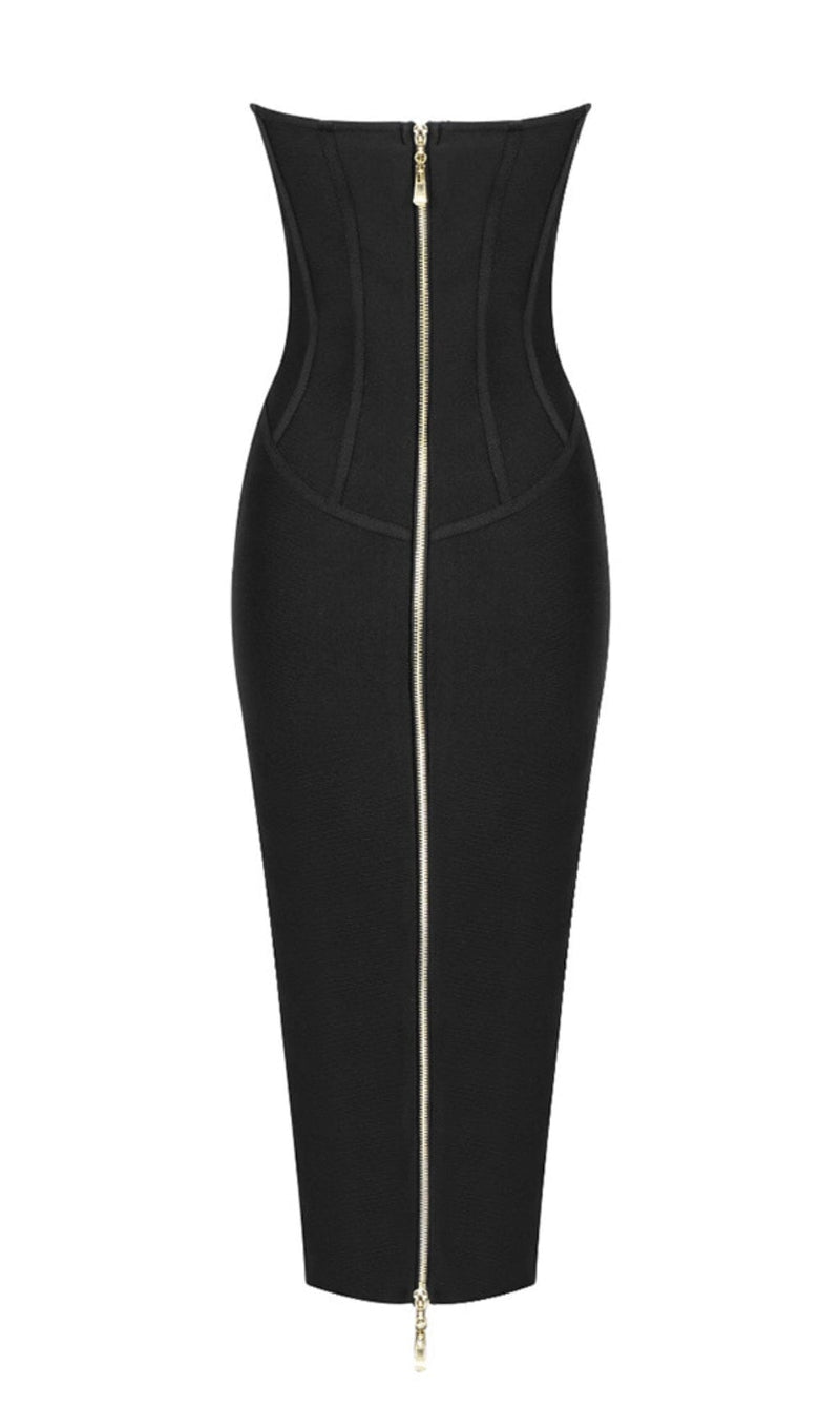 TUBE TOP TIGHT ZIPPER DRESS IN BLACK DREESES styleofcb 