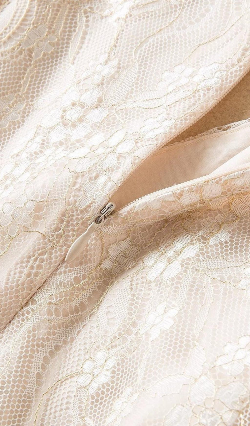 BUTTERFLY LACE MIDI DRESS IN BEIGE Dresses styleofcb 