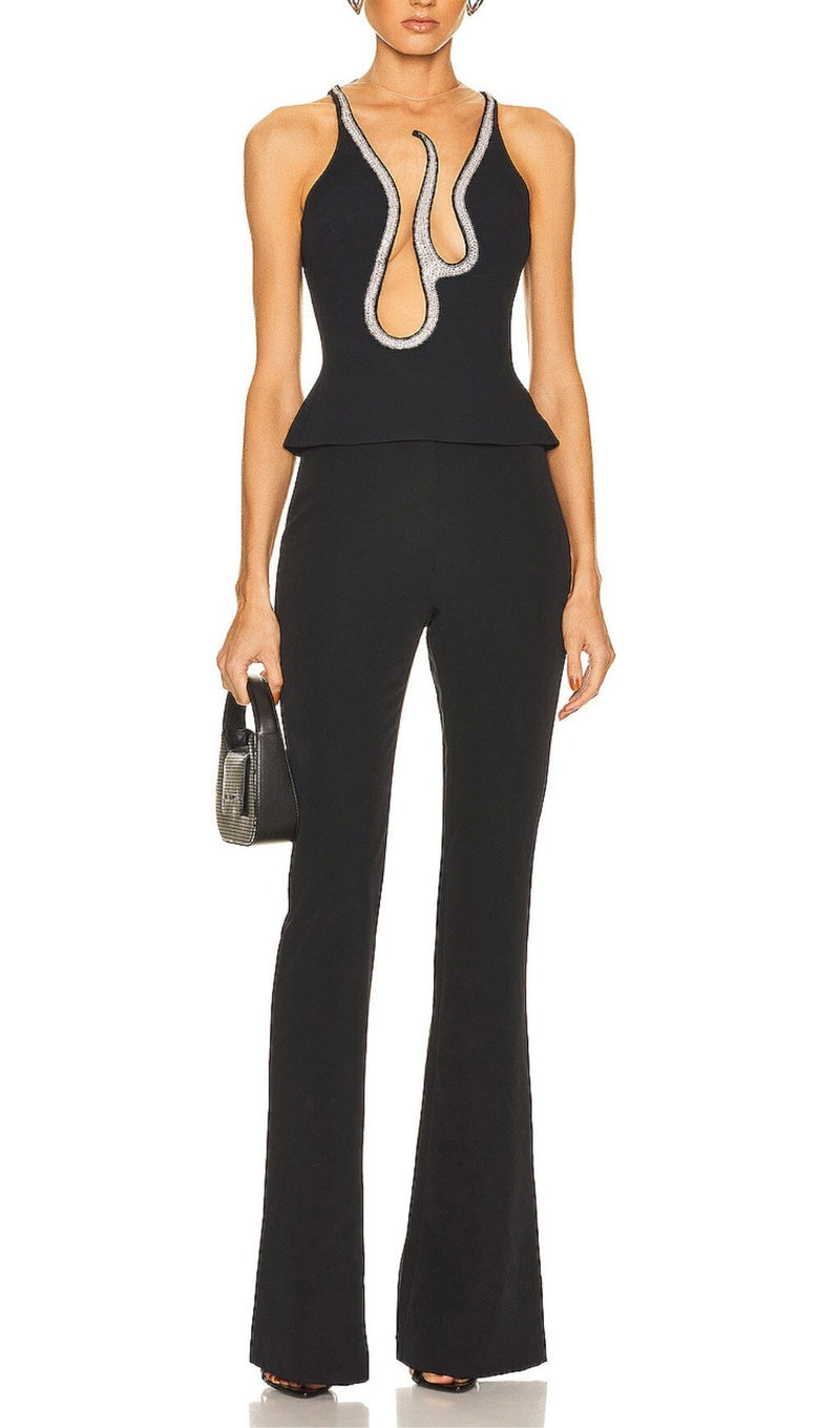 BANDAGE CUT-OUT DESIGN BRIGHT DIAMOND CAMISOLE TOP IN BLACK styleofcb 