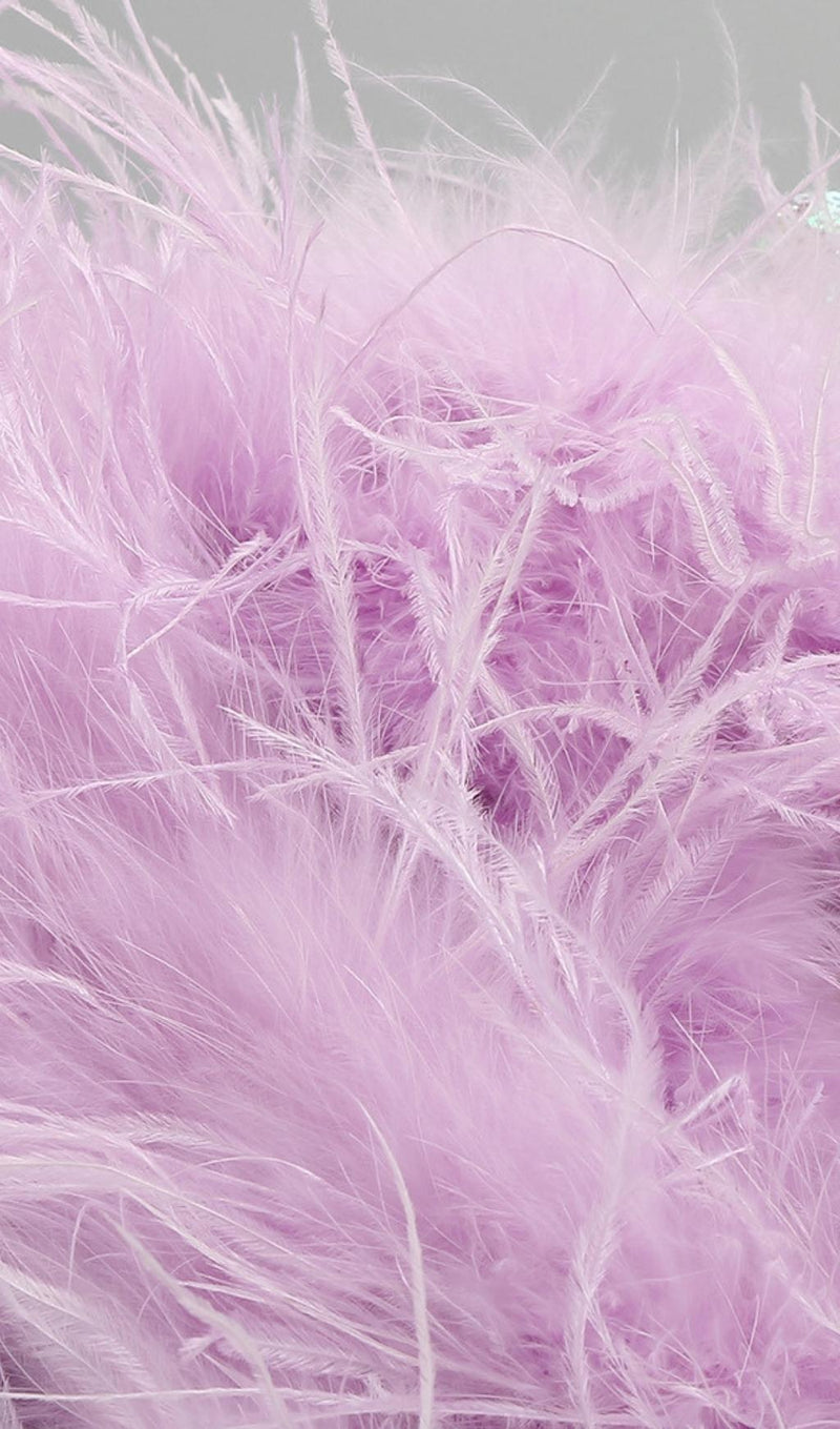 PURPLE ONE SHOULDER SEQUIN FEATHER MINI DRESS Dresses styleofcb 
