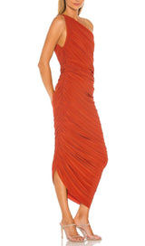 PLEATED SLEEVELESS ONE-SHOULDER DRESS styleofcb 