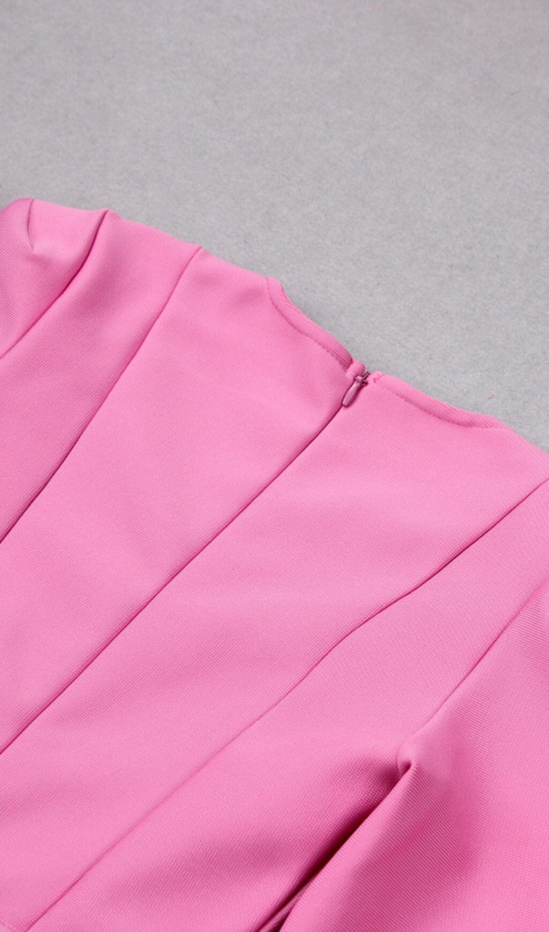 SQUARE SHOULDER CORSET MIDI DRESS IN PINK styleofcb 