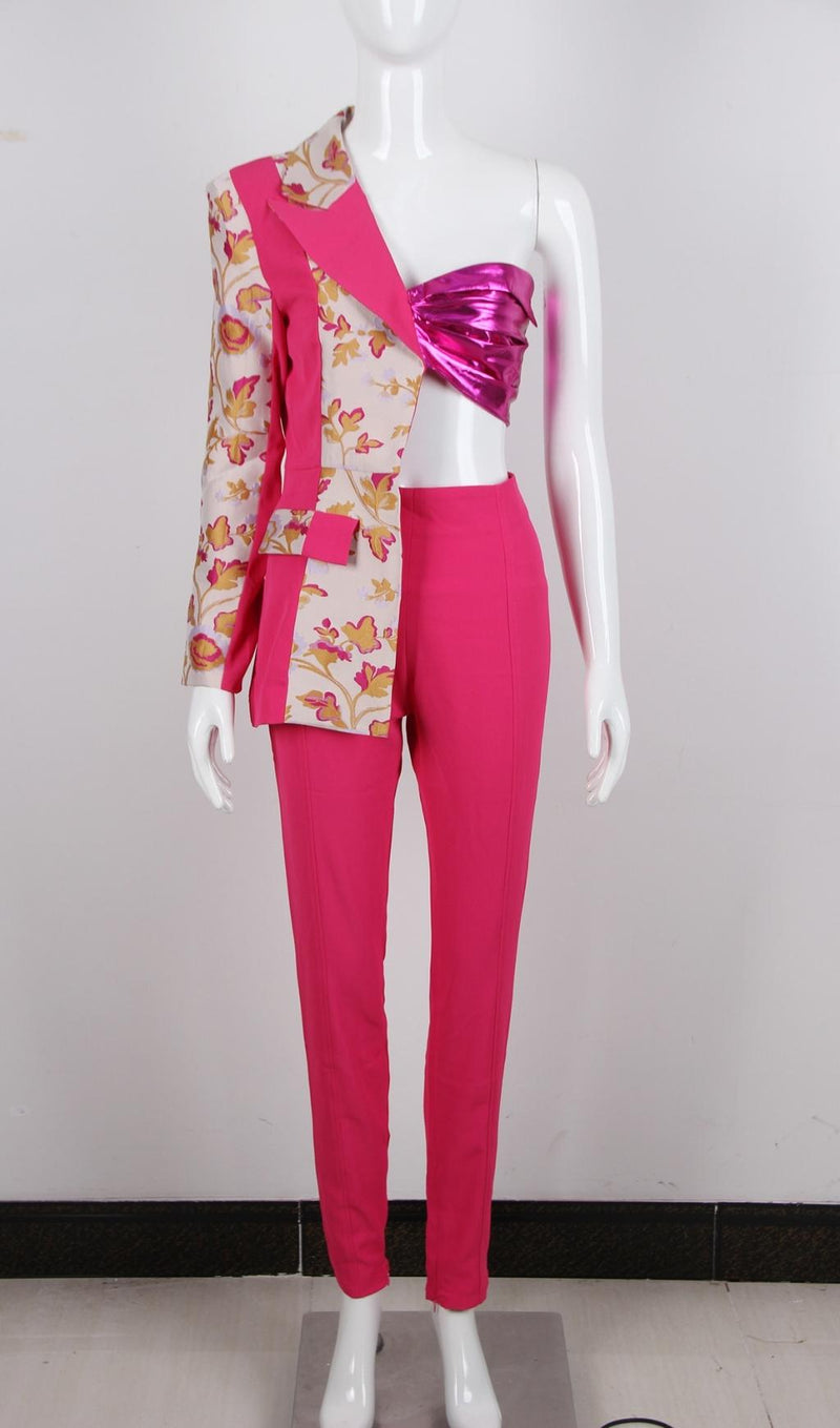 ONE SHOULDER TWO PIECE SET styleofcb ROSE RED S 