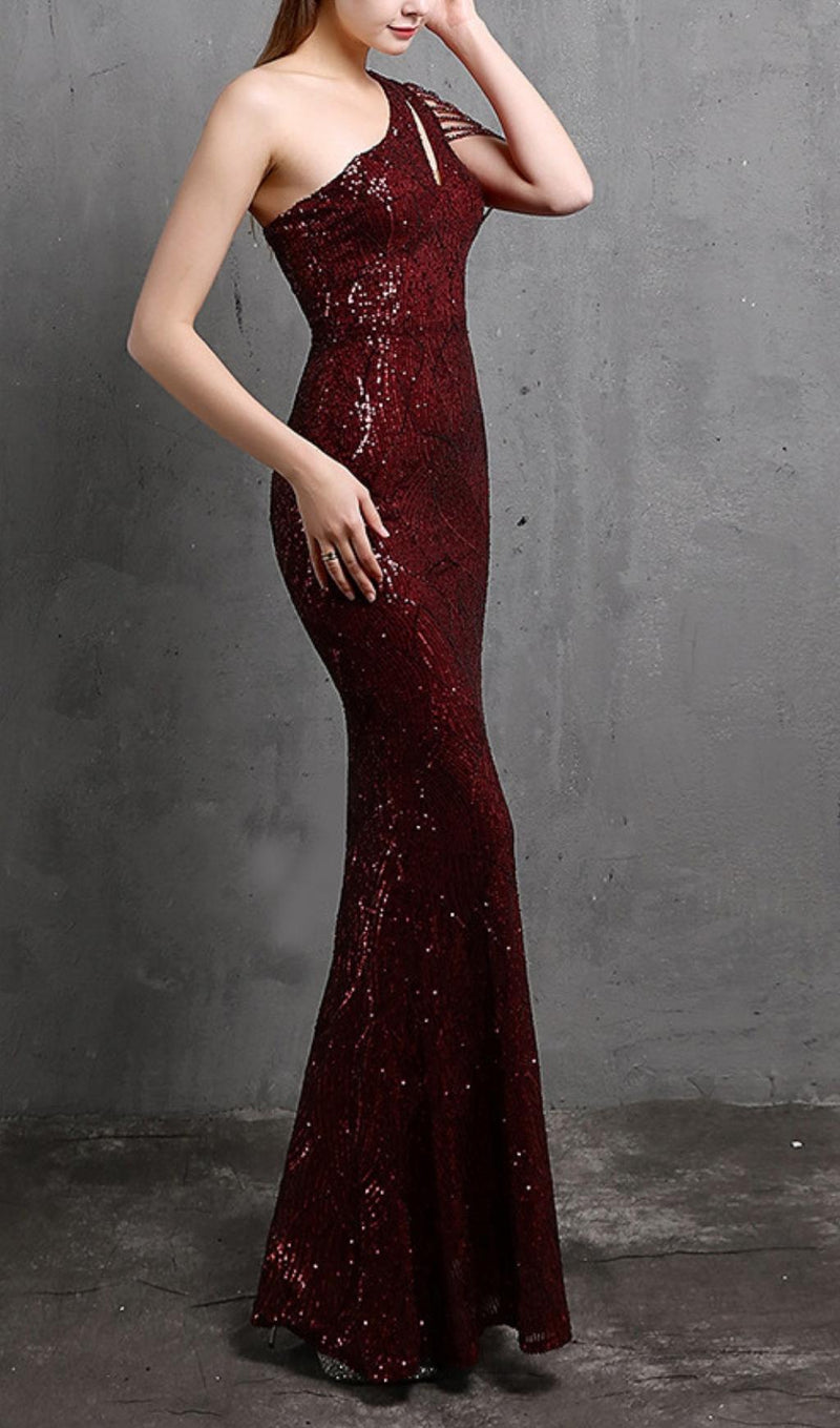 RED CUTOUT SEQUIN MAXI DRESS styleofcb 