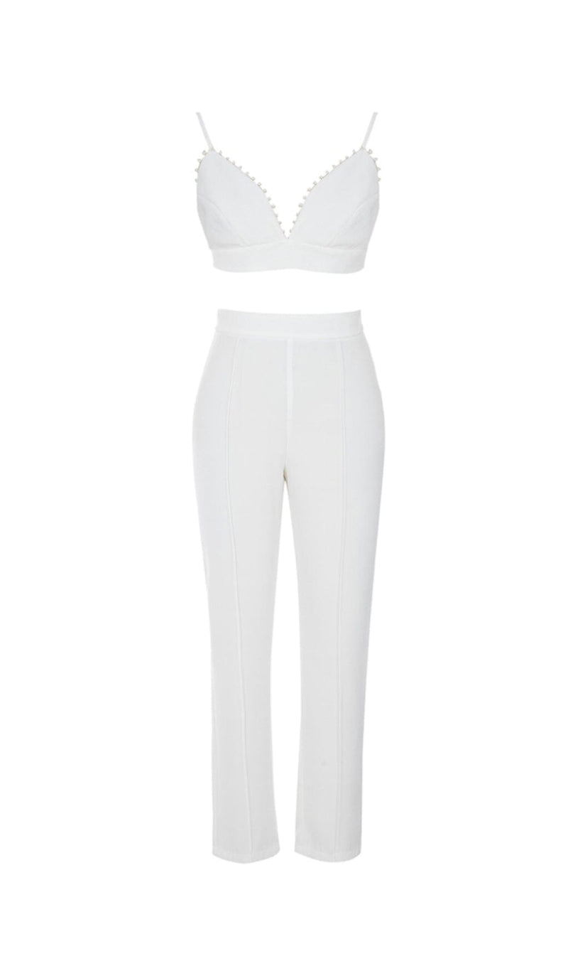 PEARL-DECORATED SUIT IN WHITE styleofcb 