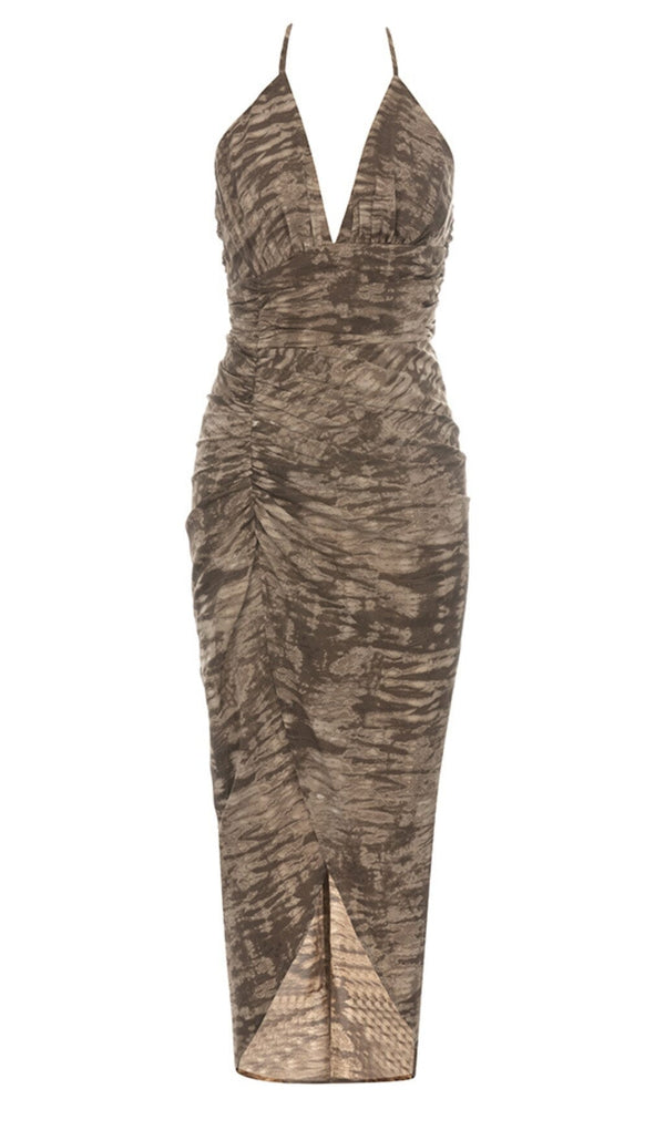 OFF SHOULDER MAXI STRIPE DRESS IN BROWN DRESS styleofcb 
