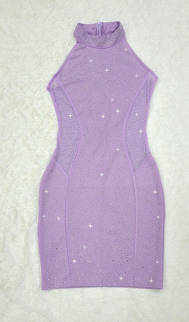 HALTER BODYCON MINI DRESS IN PURPLE Dresses styleofcb 