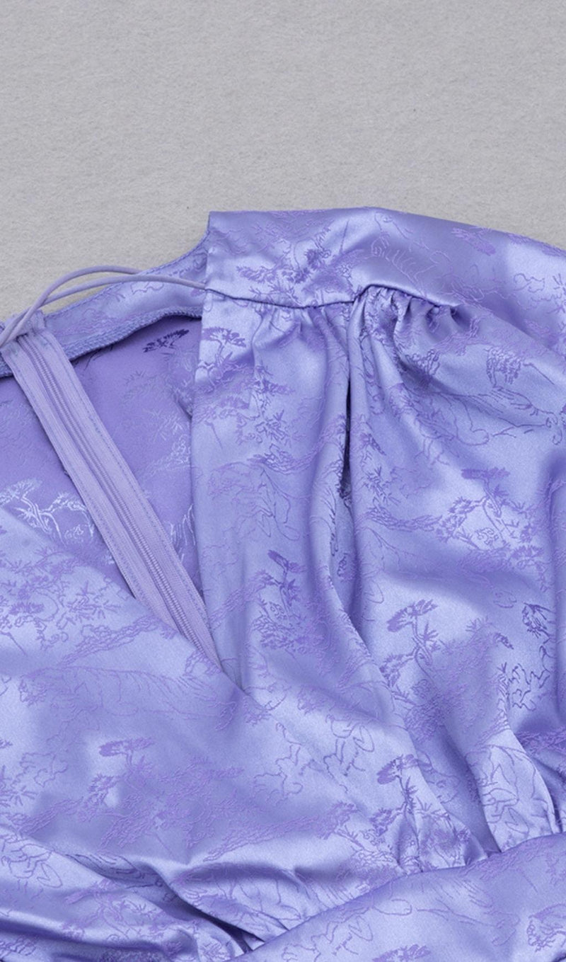 LONG SLEEVES RUCHED MINI DRESS IN PURPLE Dresses styleofcb 