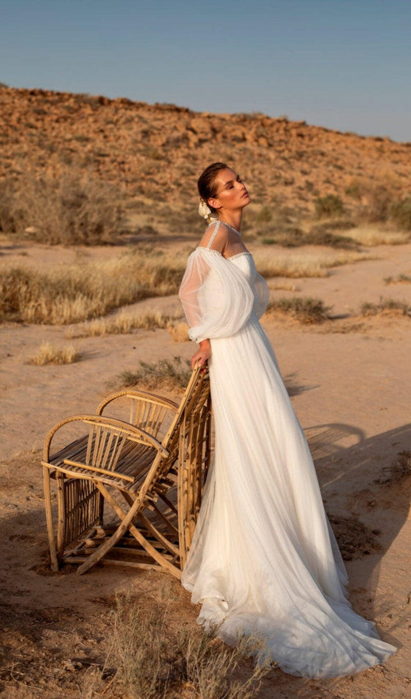 PUFFY SLEEVES WEDDING GOWN IN WHITE MAXI BANDAGE DRESSES & GOWNS styleofcb 
