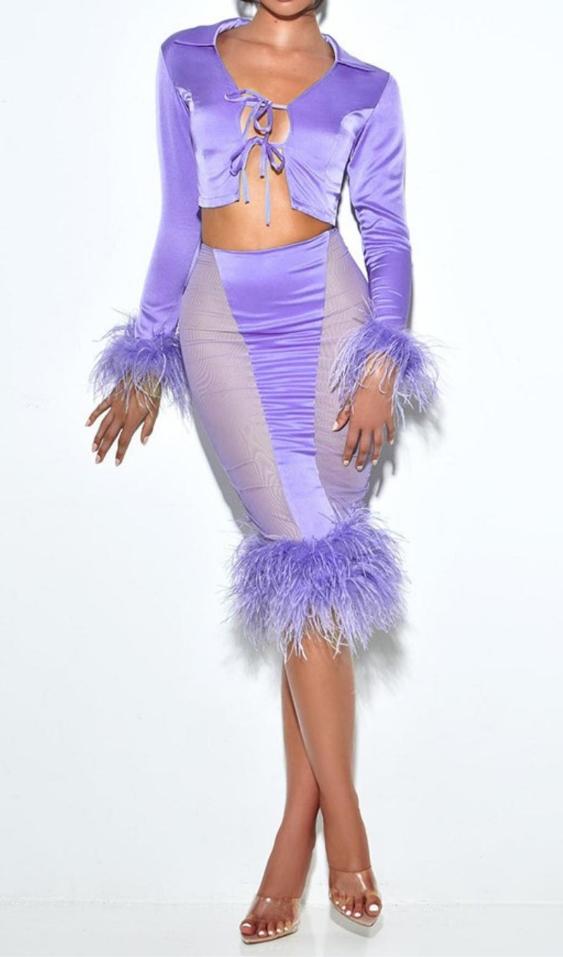 FEATHER TWO PIECE SET IN PURPLE styleofcb 