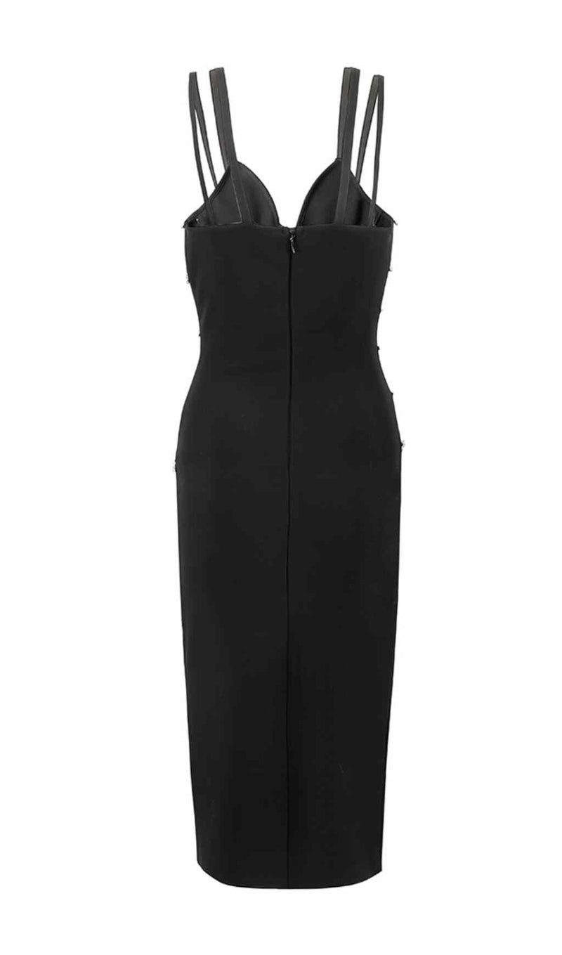 BANDAGE DIAMOND MIDI SPLIT DRESS IN BLACK styleofcb 