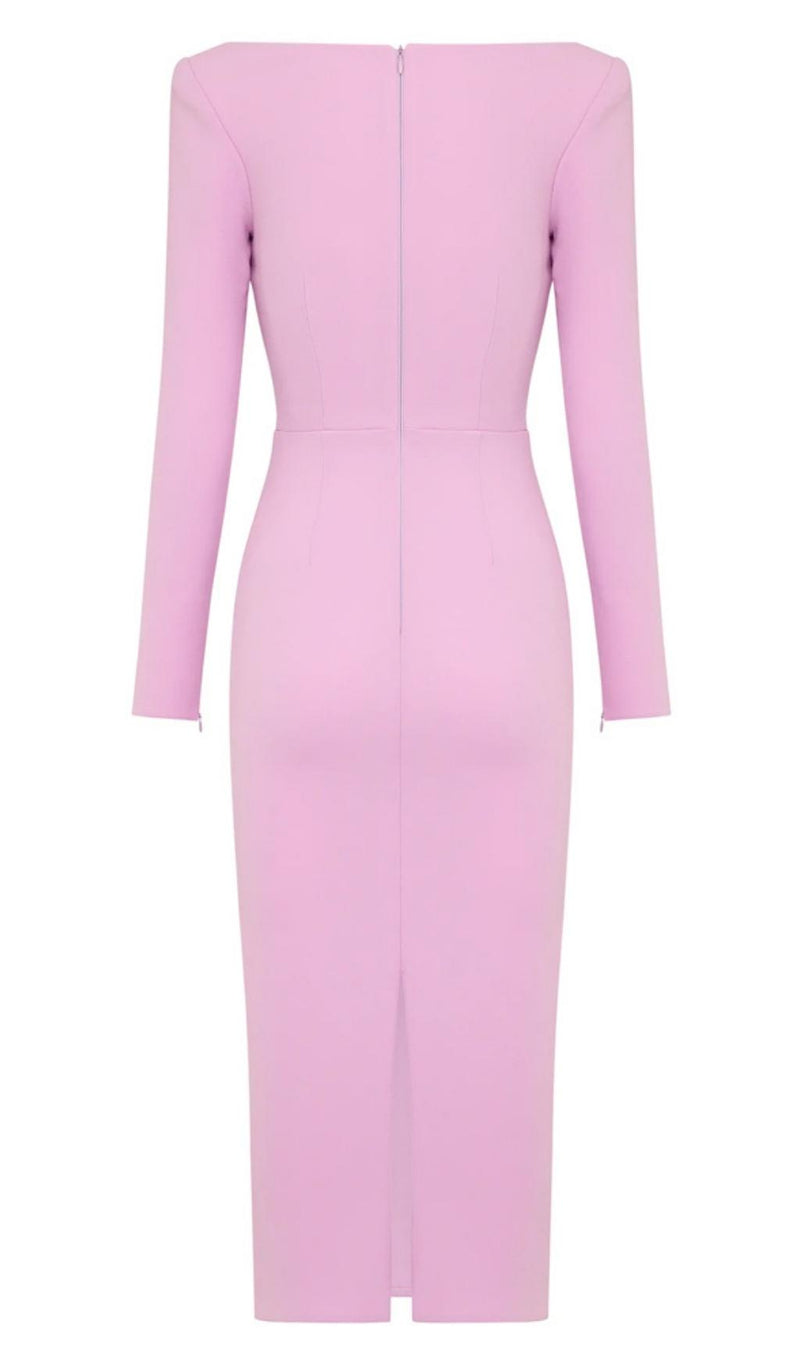 CUT OUT LONG SLEEVE MIDI DRESS IN PINK Dresses styleofcb 