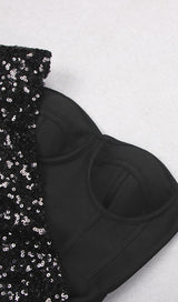ASYMMETRIC SEQUIN RUCHED MINI DRESS Dresses styleofcb 