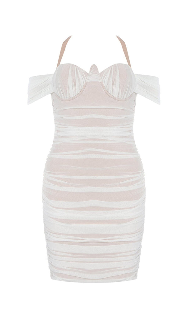 MESH HALTER BODYCON MINI DRESS styleofcb 