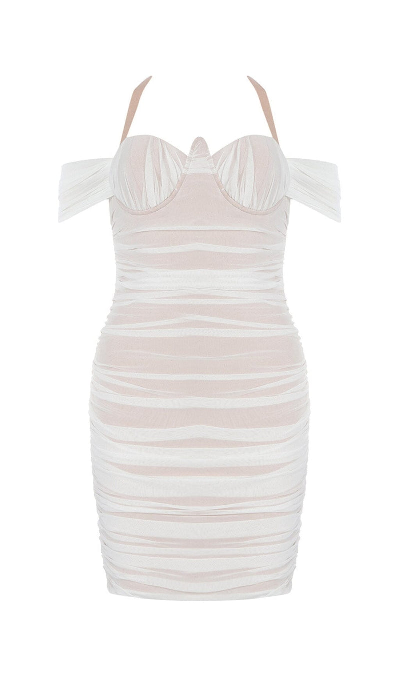 MESH HALTER BODYCON MINI DRESS styleofcb 