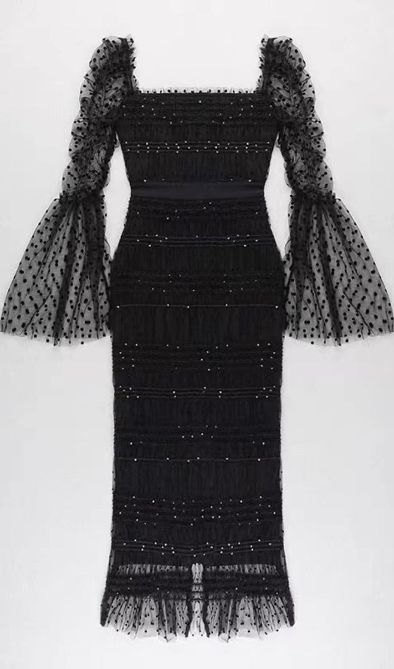 LACE BACKLESS MIDI DRESS IN BLACK Dresses styleofcb 