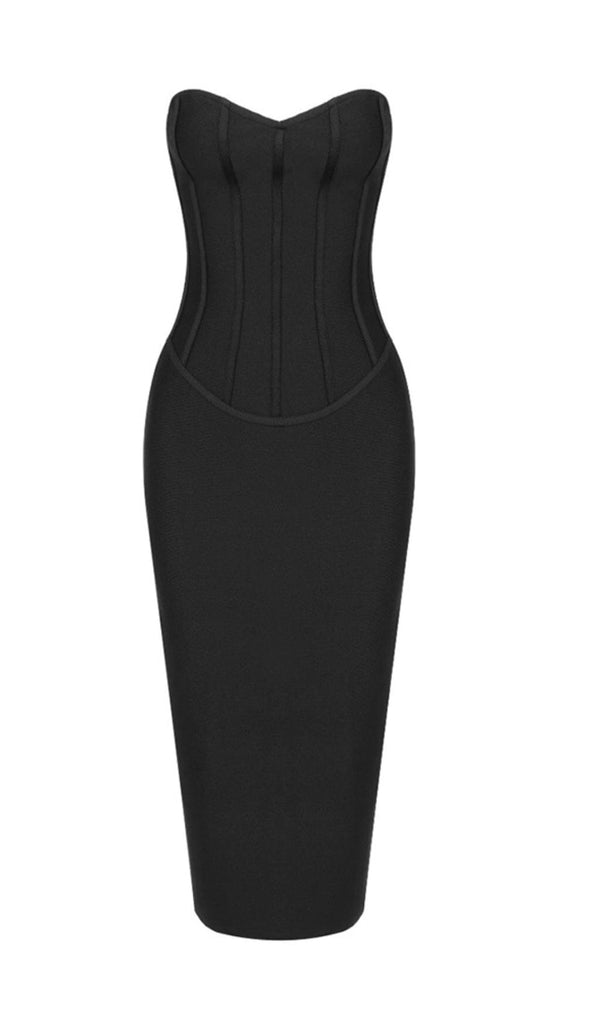 TUBE TOP TIGHT ZIPPER DRESS IN BLACK DREESES styleofcb 