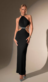 CHAIN CUTOUT MAXI DRESS IN BLACK styleofcb 