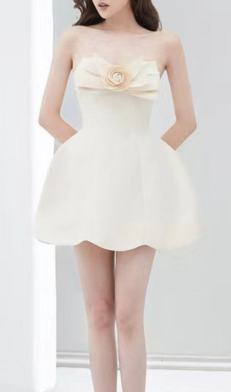 BOW DECORATIVE BANDEAU DRESS SET IN CHAMPAGNE styleofcb 