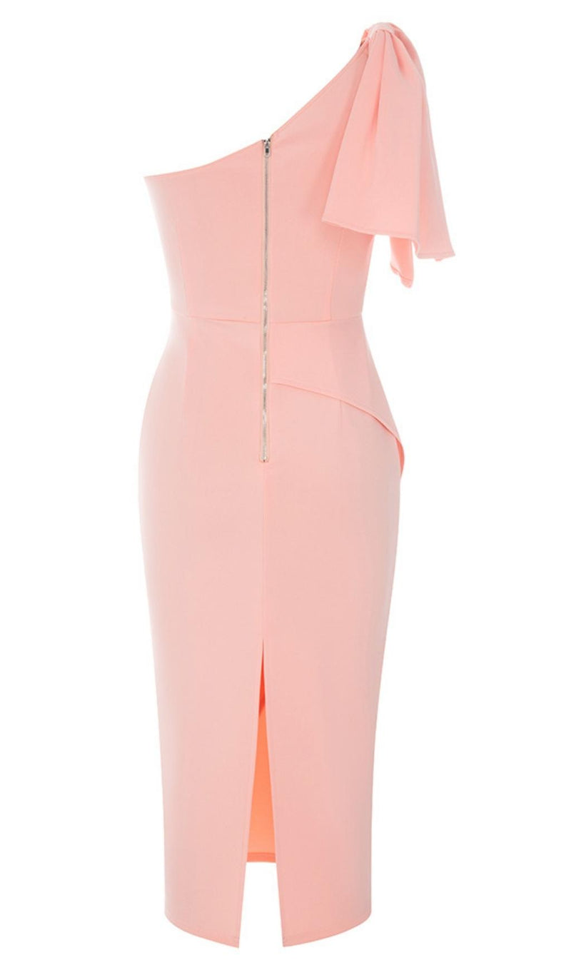 ONE SHOULDER BODYCON MIDI DRESS IN PINK Dresses styleofcb 
