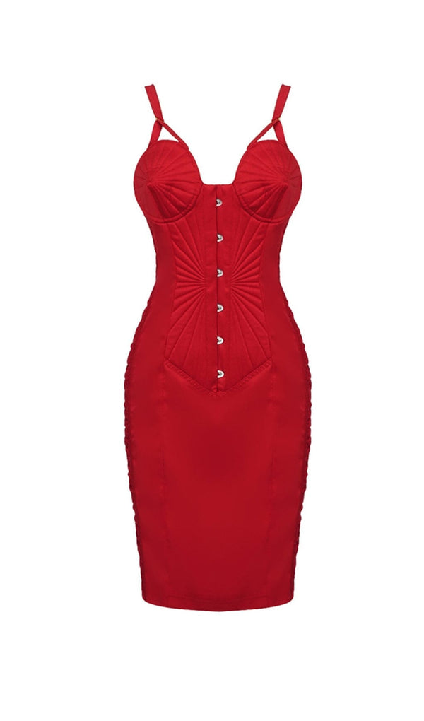 TAPERED BODICE STRAPPY MINI DRESS IN RED styleofcb 