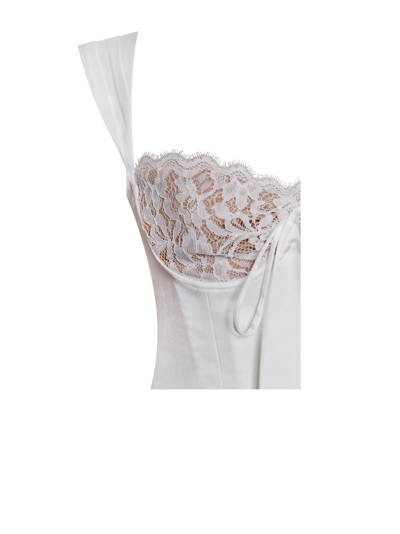WHITE LACE SATIN CORSET TOP styleofcb 