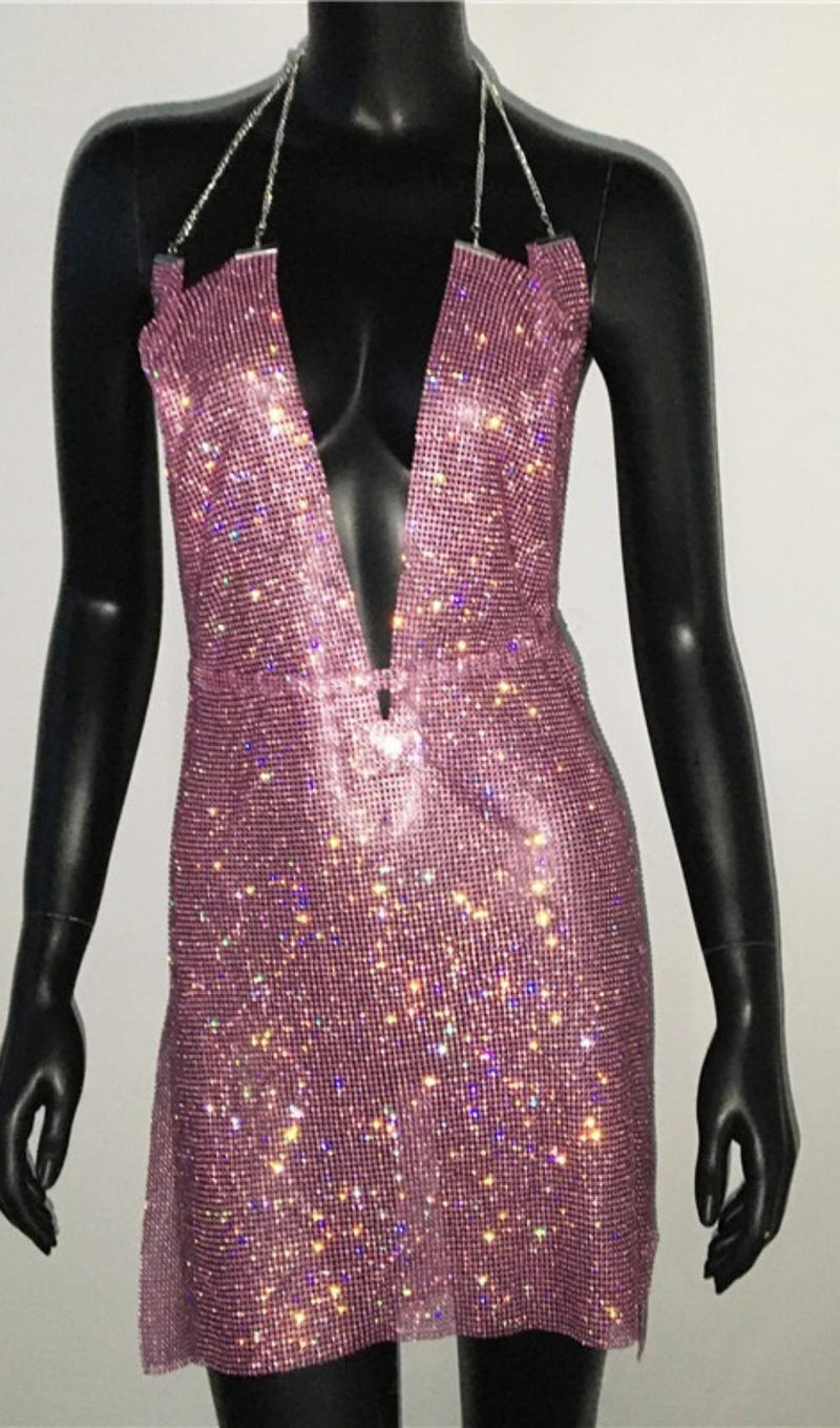 DEEP V NECK BACKLESS MINI DRESS Dresses styleofcb S PINK 