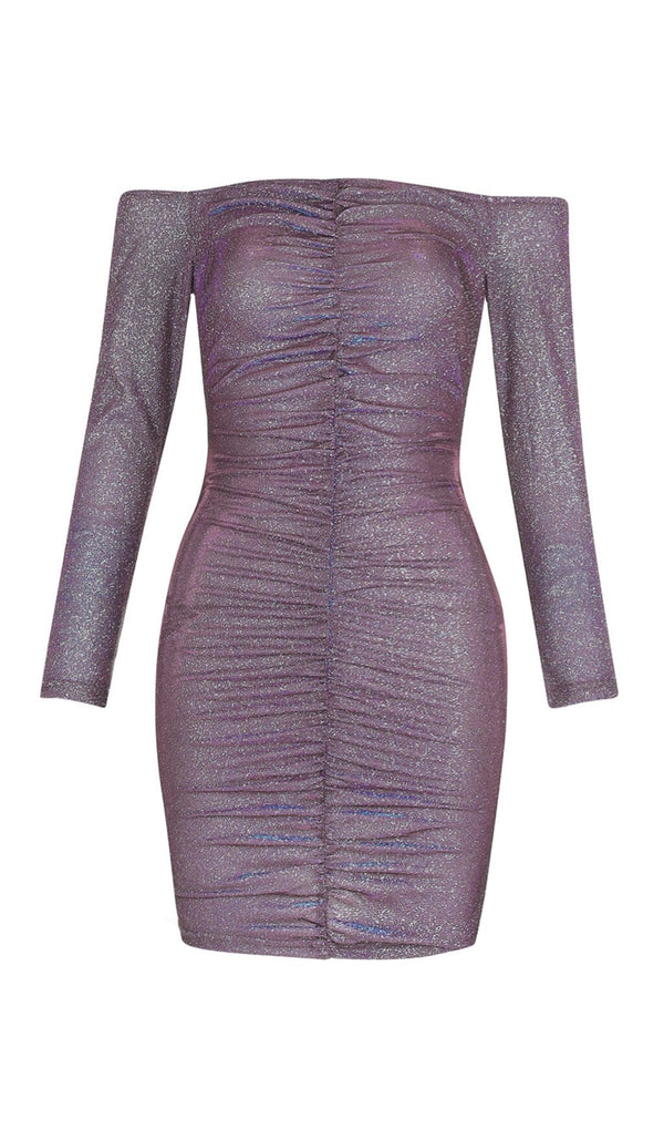PURPLE OFF SHOULDER MINI DRESS styleofcb 