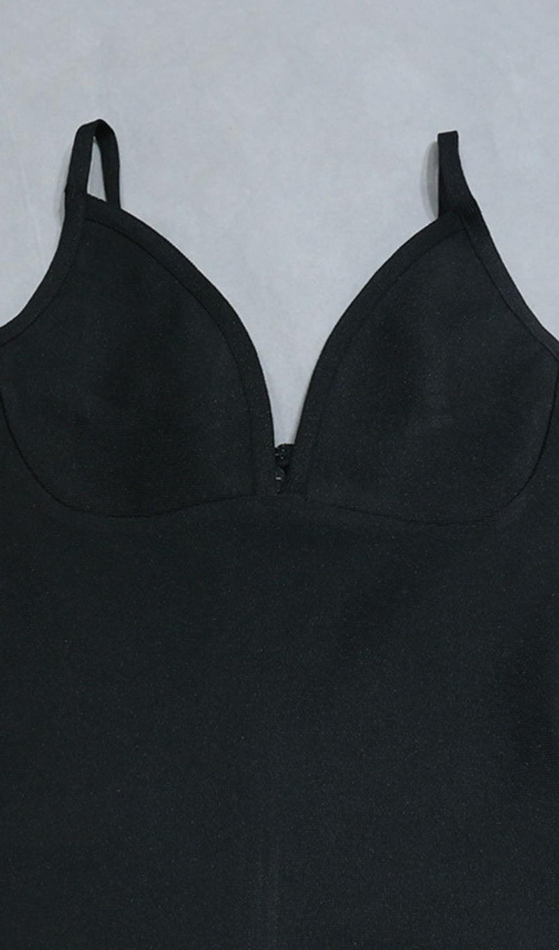 V NECK BACKLESS BODYCON MIDI DRESS IN BLACK Dresses styleofcb 