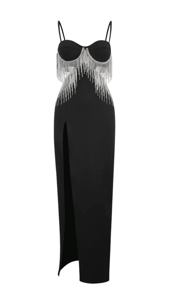 CRYSTAL MAXI DRESS IN BLACK styleofcb Black S 