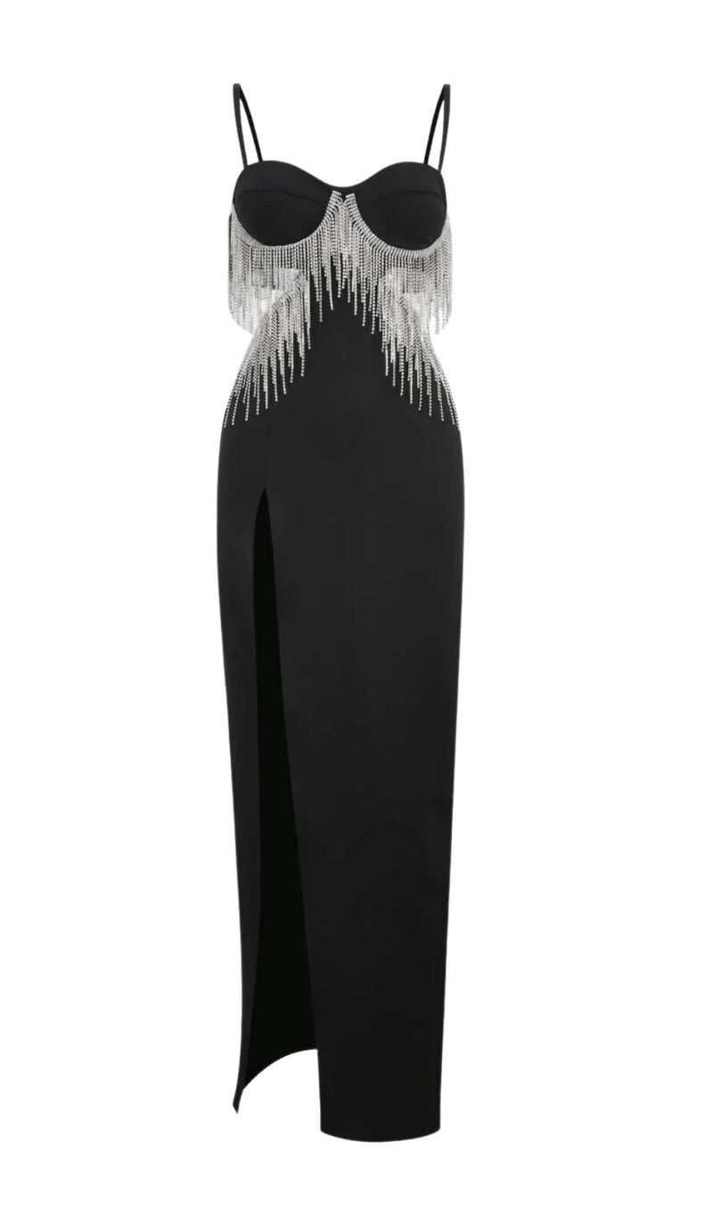 CRYSTAL MAXI DRESS IN BLACK styleofcb Black S 