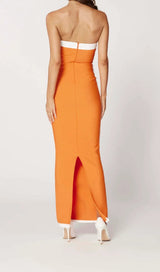 STRAPLESS SLIT MAXI BANDAGE DRESS DRESS STYLE OF CB 