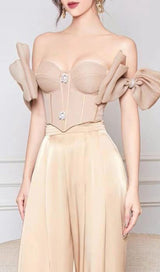 TINA SATIN PANTS IN APRICOT