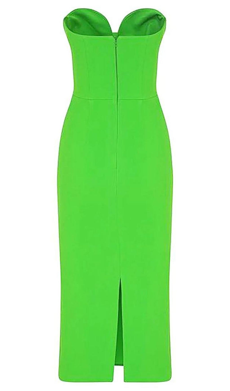 STRAPLESS BANDAGE MIDI DRESS IN GREEN Dresses styleofcb 