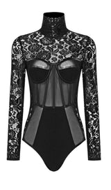 LACE LONG SLEEVE MINI DRESS IN BLACK Dresses styleofcb 