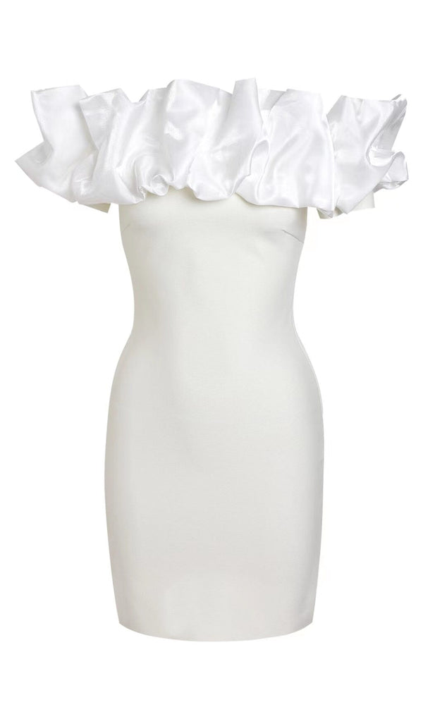 BANDAGE SOFT PLEATED MINI DRESS IN WHITE styleofcb 