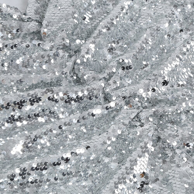 SEQUIN SLIT TWO-PIECE SUIT IN METALLIC SILVER DRESS STYLE OF CB 