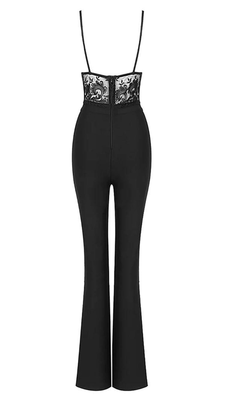 LACE BANDAGE JUMPSUIT IN BLACK styleofcb 