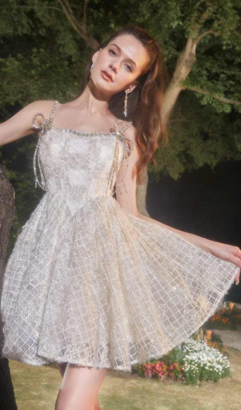 SEQUIN STRAPPY BUBBLE MINI DRESS IN WHITE DRESS STYLE OF CB 