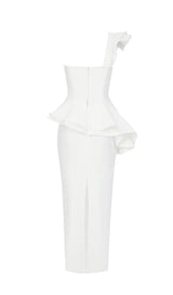 IRREGULAR FLOUNCES FROCK DRESS IN WHITE styleofcb 