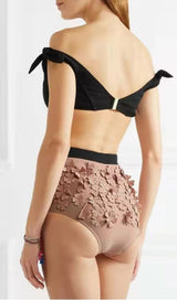 PINK EMBOSSED FLOWER SWIMSUIT Swimwear Oh CICI 