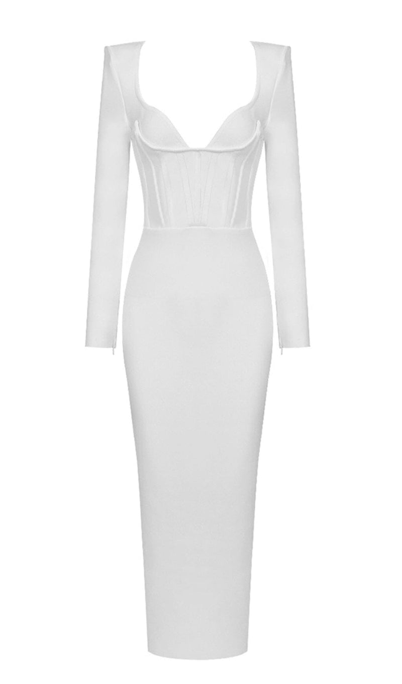 LONG SLEEVE TUBE TOP DRESS IN WHITE DREESES styleofcb 