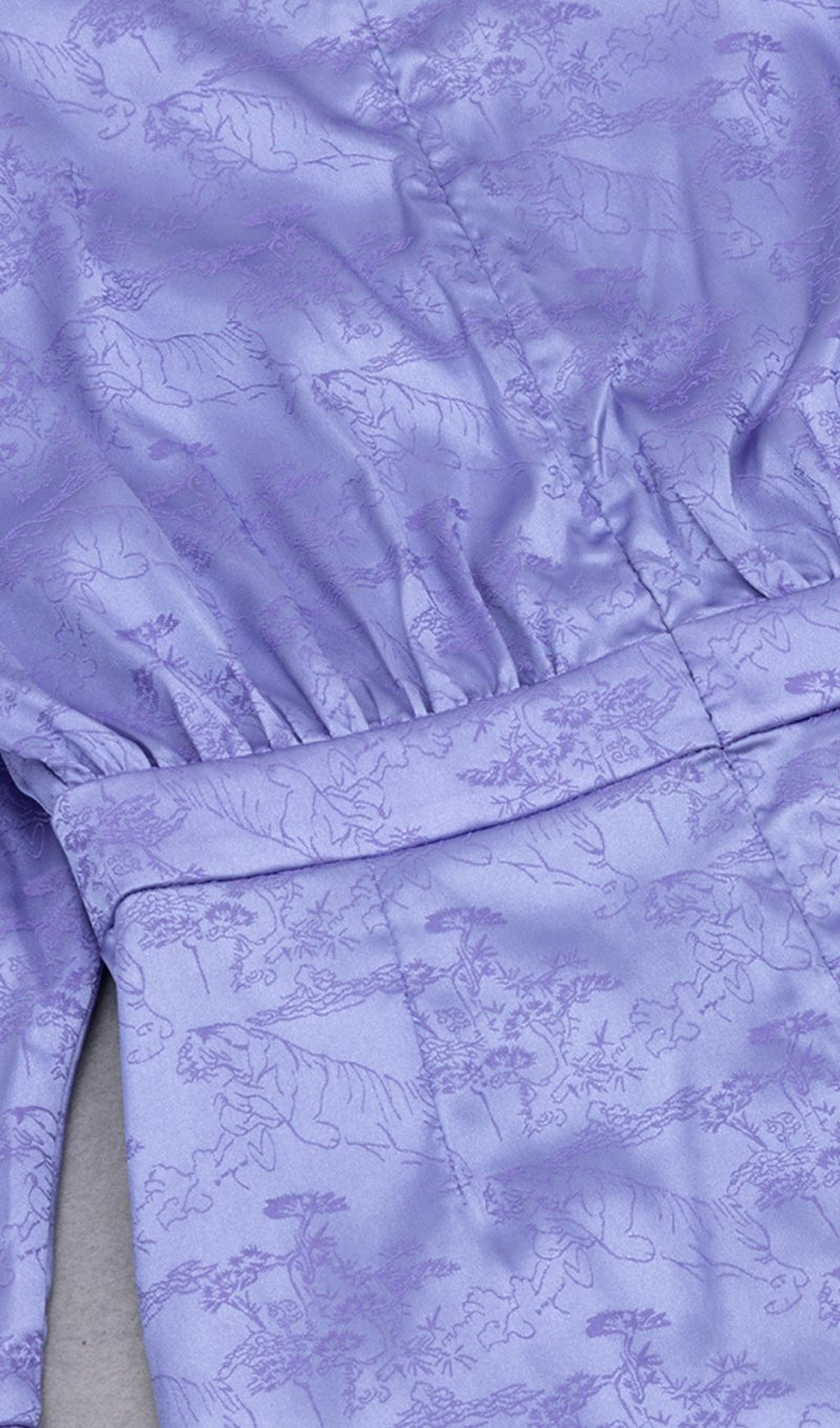 LONG SLEEVES RUCHED MINI DRESS IN PURPLE Dresses styleofcb 