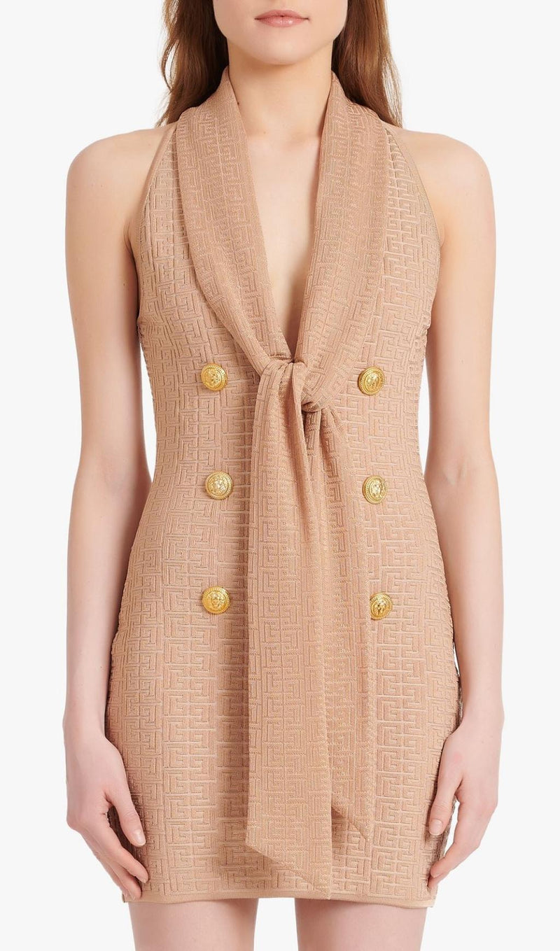 SLEEVELESS V NECK MINI DRESS IN APRICOT Dresses styleofcb 