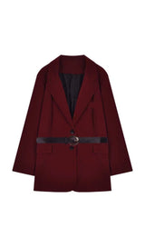 RED VELVET BLAZER WITH BELT