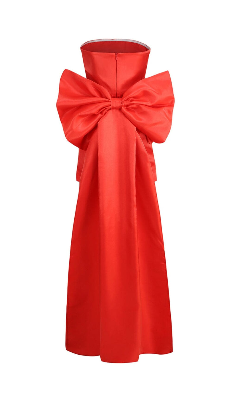 STRAPLESS BOWKNOT MINI DRESS IN RED Oh CICI 