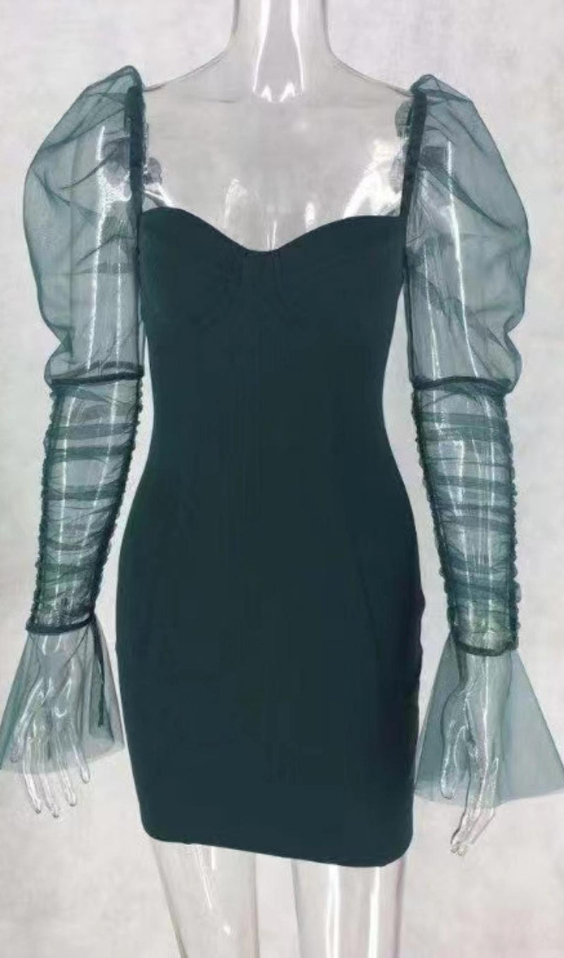 LONG SLEEVE MINI DRESS IN GREEN Dresses styleofcb 